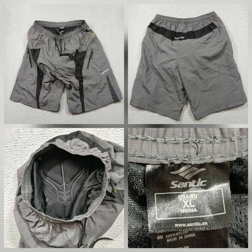 Santic Padded Cycling Shorts Mens XL Gray MTB Bike Liner Athletic